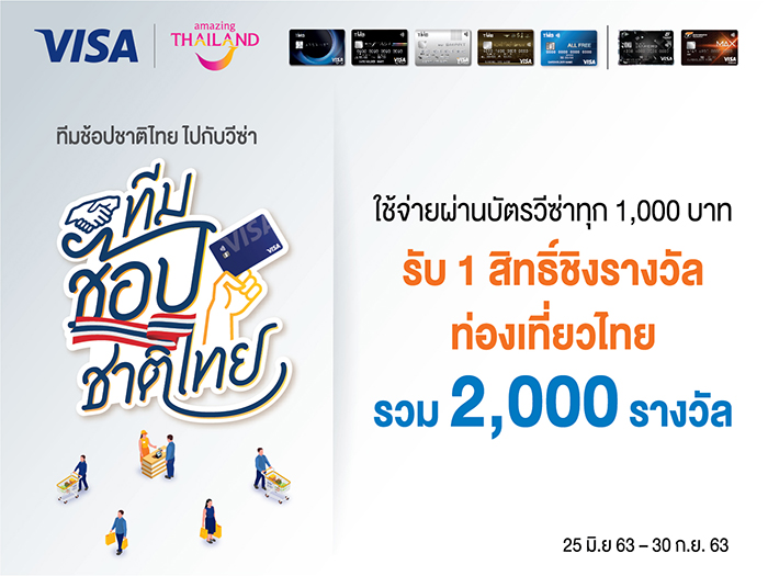 ทีเอ็มบี-ธนชาต ชวนมาเป็น “ทีมช้อปชาติไทย ไปกับวีซ่า” รับสิทธิชิงรางวัลท่องเที่ยวไทย มูลค่ารวม 3,000,000 บาท